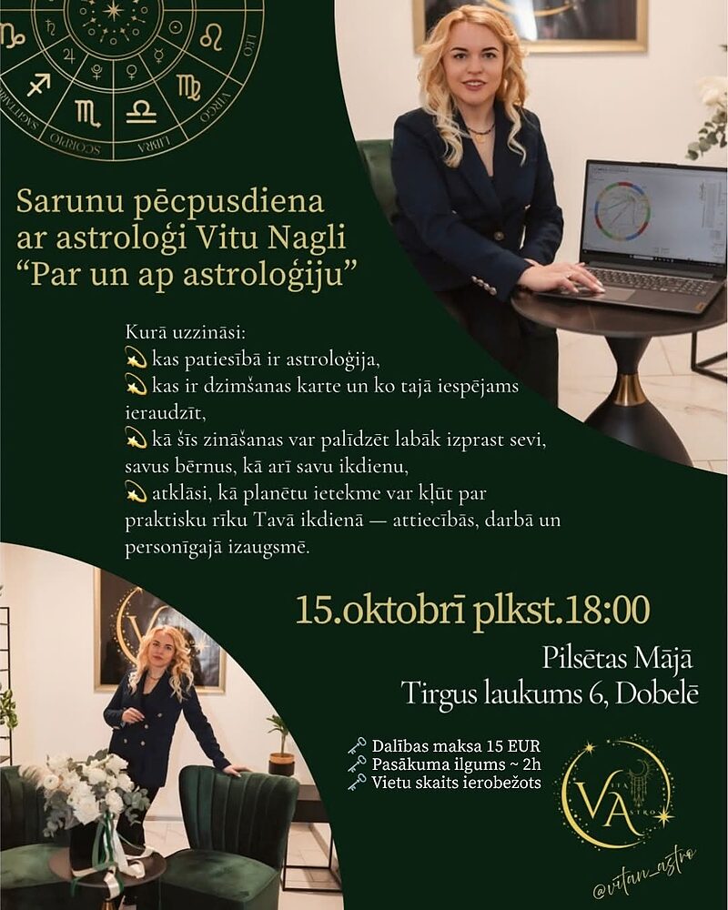 Seminārs "Par un ap astroloģiju" 15.10.2026. Dobelē